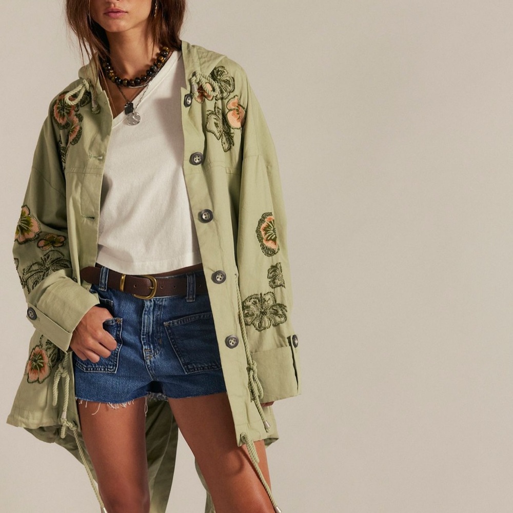 Free People Embroidered Parka NWT Davy Jones Small